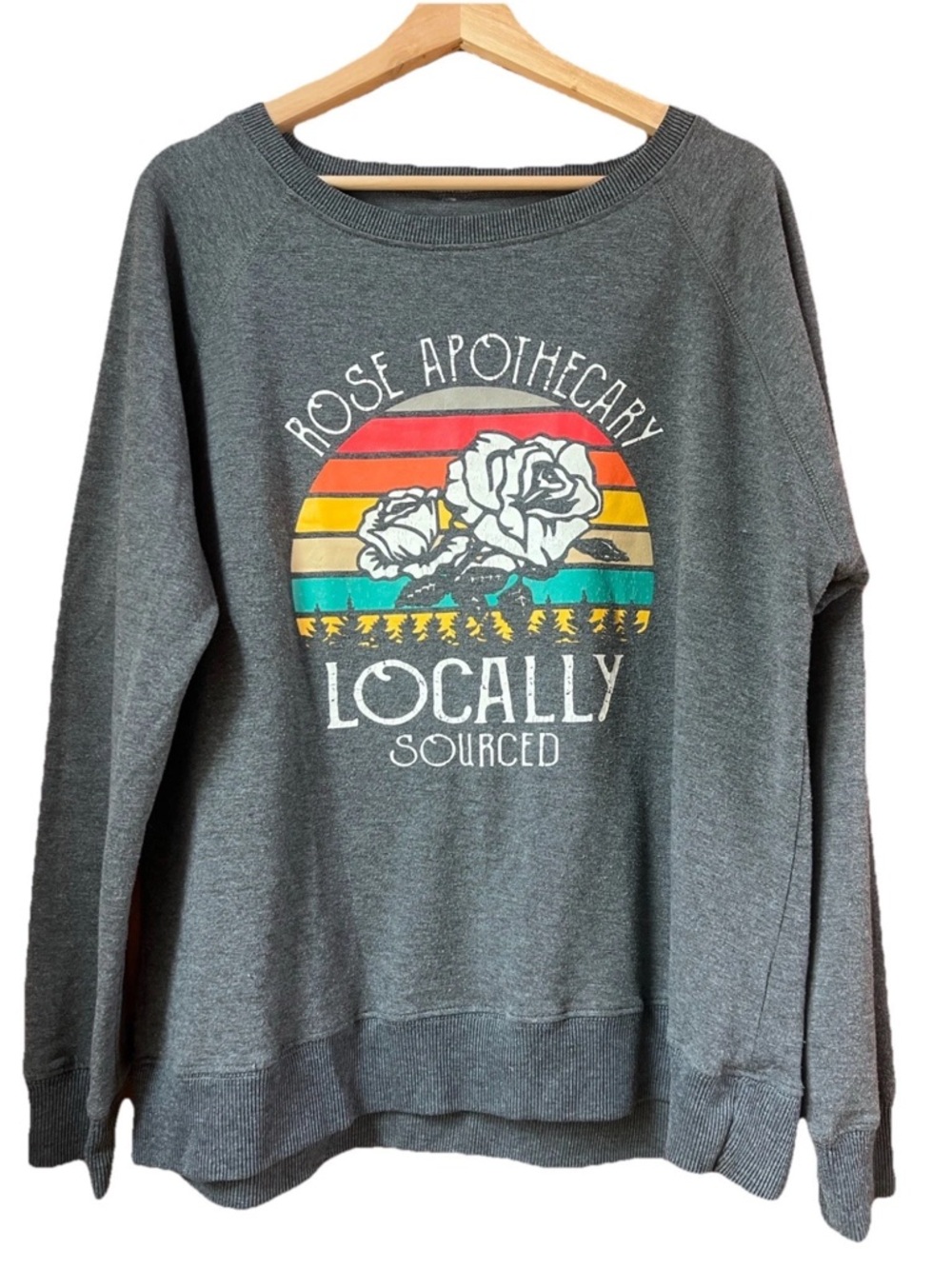 Rose Apothecary from “Schitts Creek” Gray Crewneck Roses logo Sweatshirt